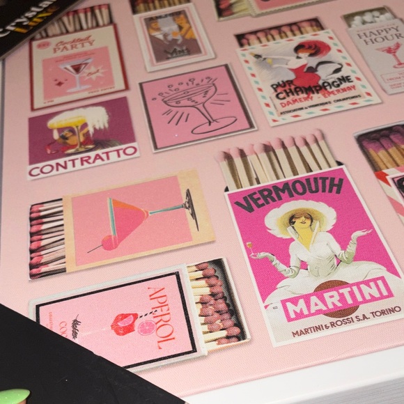 Crystal Luxe Pink Champagne & Cocktail Matchbox Wall Art NWT - Picture 5 of 11